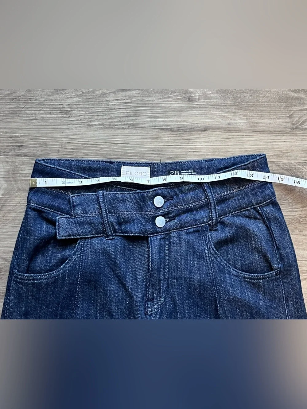 Anthropologie Pilcro High-Rise Wide-Leg Trouser Jeans Dark Wash Size 28 - Picture 8 of 10